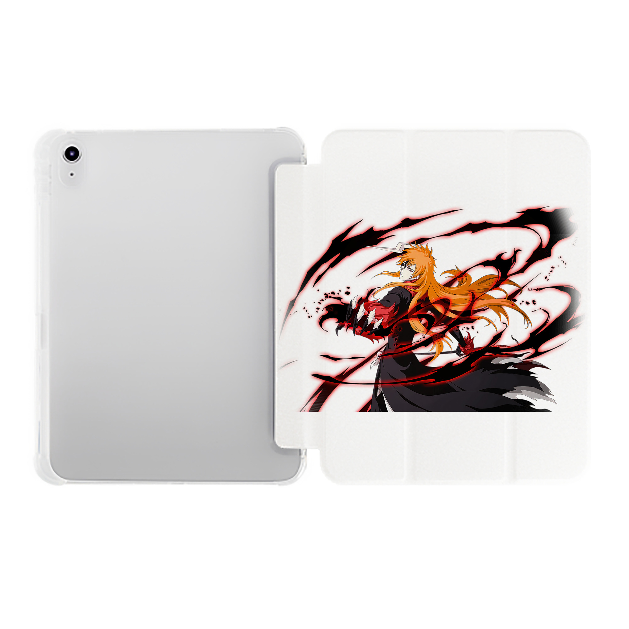 （画像用） ブリーチ 黒崎一護（くろさき いちご）BLEACH Kurosaki Ichigo IPad ケース ペン収納付き 三つ折りスタンド PUレザー×シリコン 対応機種9.5/10.5/10.9インチ